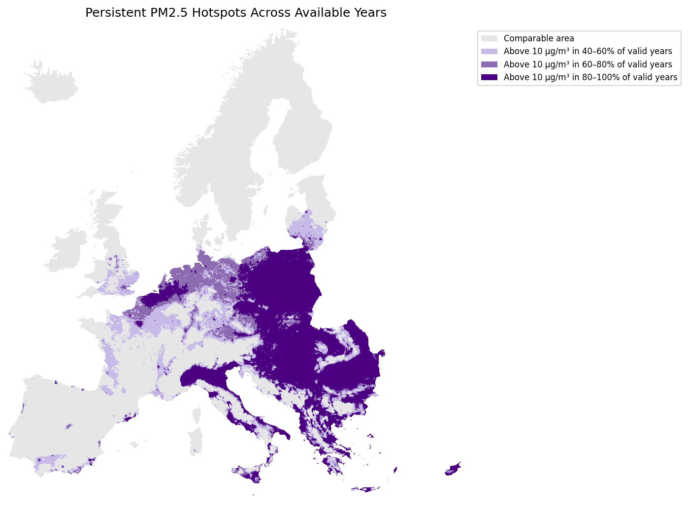 Categorical persistent PM2.5 hotspot map